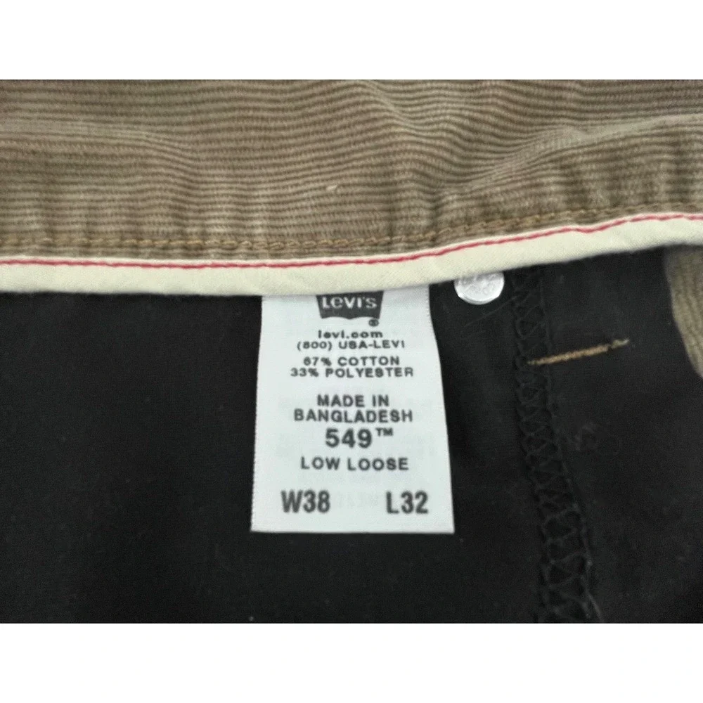 Levis 549 Low Loose Brown Corduroy Pants Mens 38x23 Custom Cropped Relaxed Fit